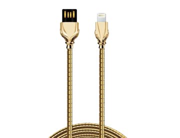 USB Lightning Çelik Zırhlı Kablo Altın